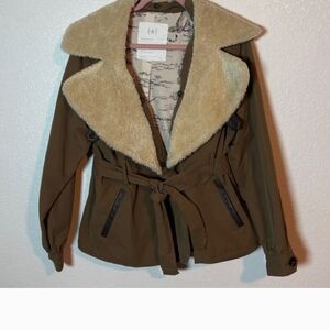 Women's Brown Jacket with Cream Collar